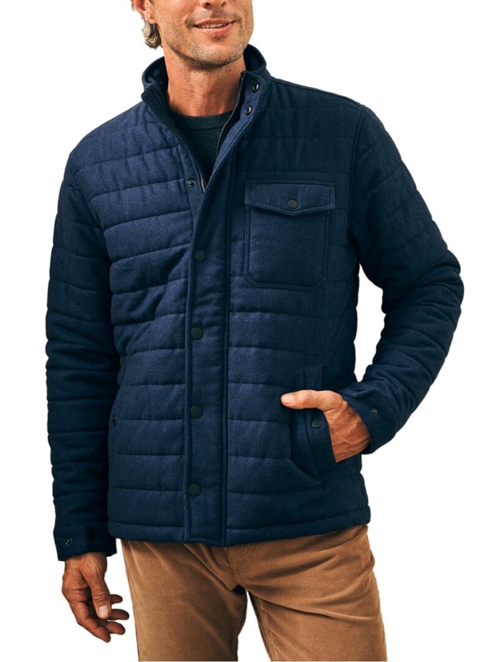 FAHERTY Teton Valley Wool-blend Jacket In Navy Heather . Size S